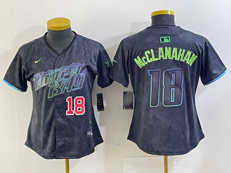Women's Tampa Bay Rays #18 Shane McClanahan Charcoal 2024 City Connect Player Number Limited Cool Base Jerseys,We sell and wholesale Women's Tampa Bay Rays #18 Shane McClanahan Charcoal 2024 City Connect Player Number Limited Cool Base Jerseys on line form chian!